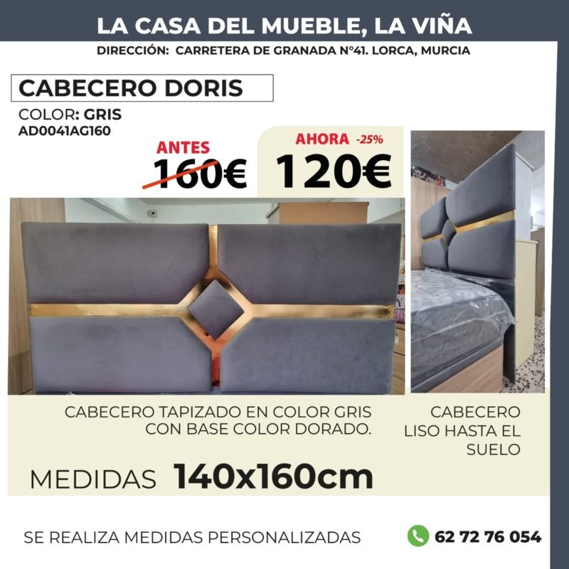 Cabecero Doris Gris (160cm)