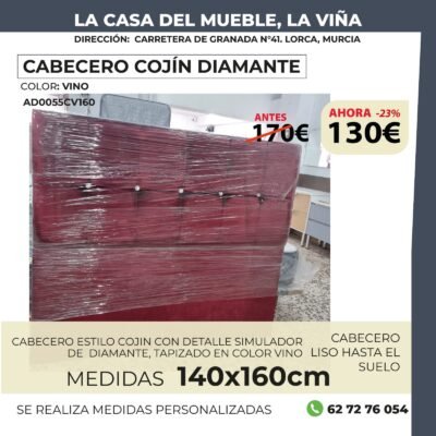 Cabecero Cojín Diamante Granate (160cm)