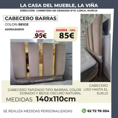 Cabecero Nórdico Barras Beige (110cm)