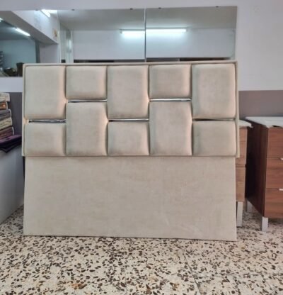 Cabecero Cuadrino Marfil-Plata. (160cm)