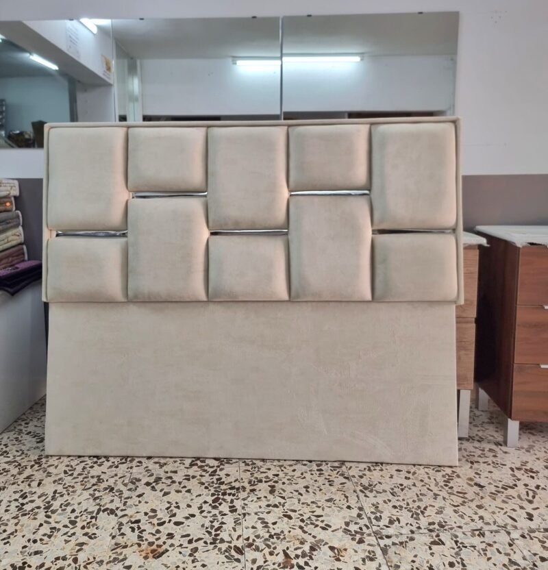 Cabecero Cuadrino Marfil-Plata. (160cm)
