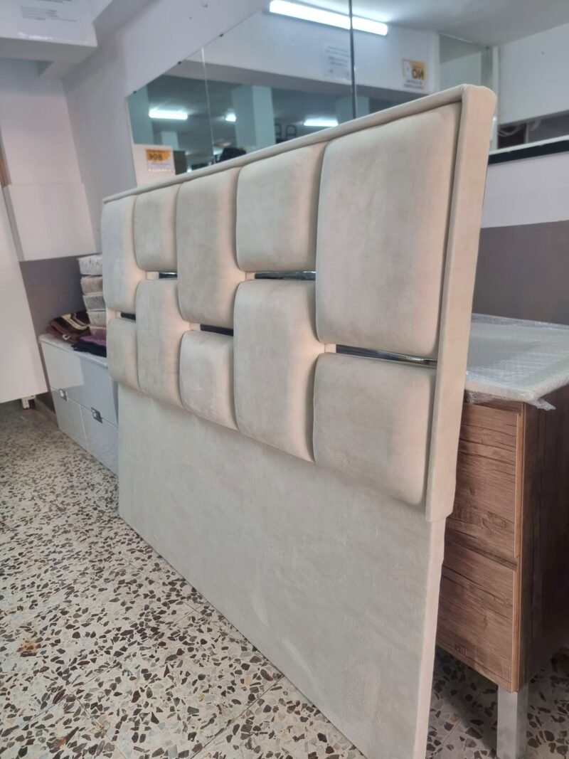 Cabecero Cuadrino Marfil-Plata. (160cm) - Imagen 2