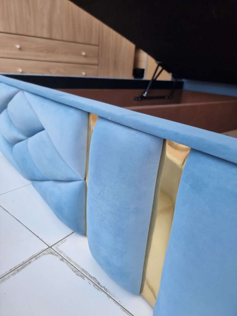 Canapé tapizado Roma Azul-Dorado - Imagen 8