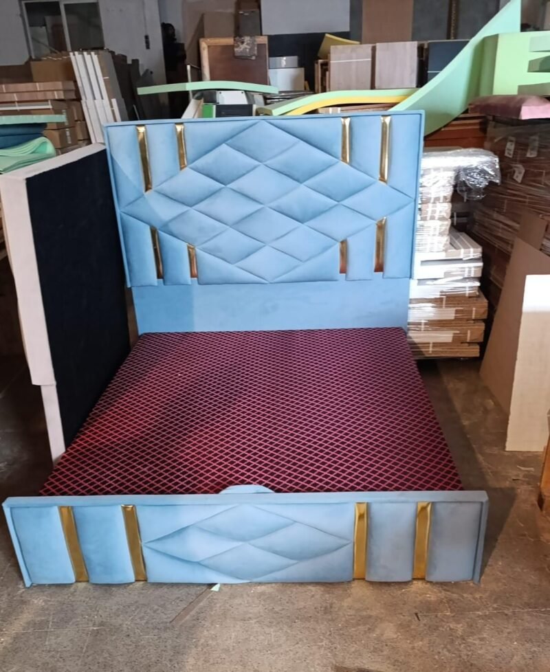 Canapé tapizado Roma Azul-Dorado