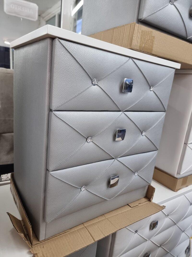 Mesita de Noche Polipiel Diamante Plata - Imagen 5