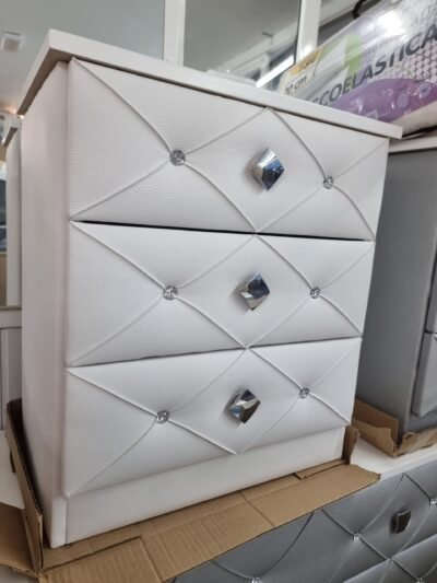 Mesita de Noche Polipiel Diamante Blanco