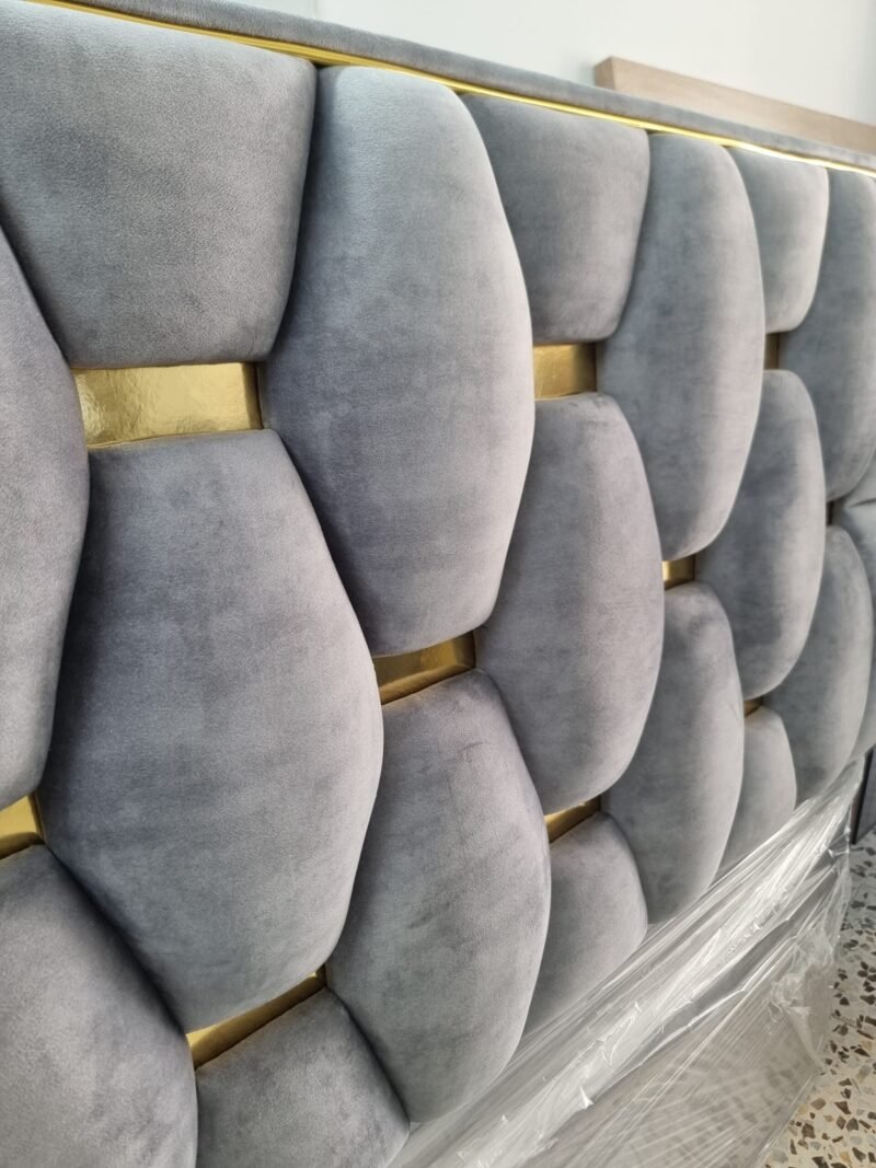 Cabecero Rombo Cojín Gris-Dorado (140cm) - Imagen 2