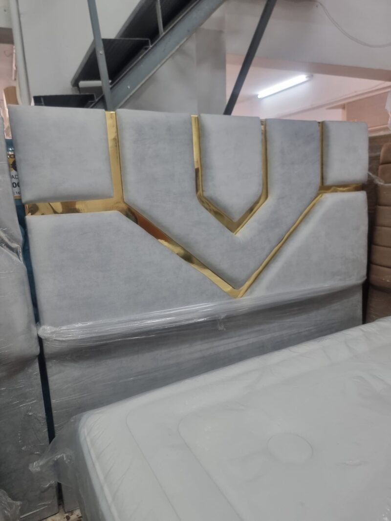 Cabecero Lineal Gris Perla - Dorado (160cm) - Imagen 2