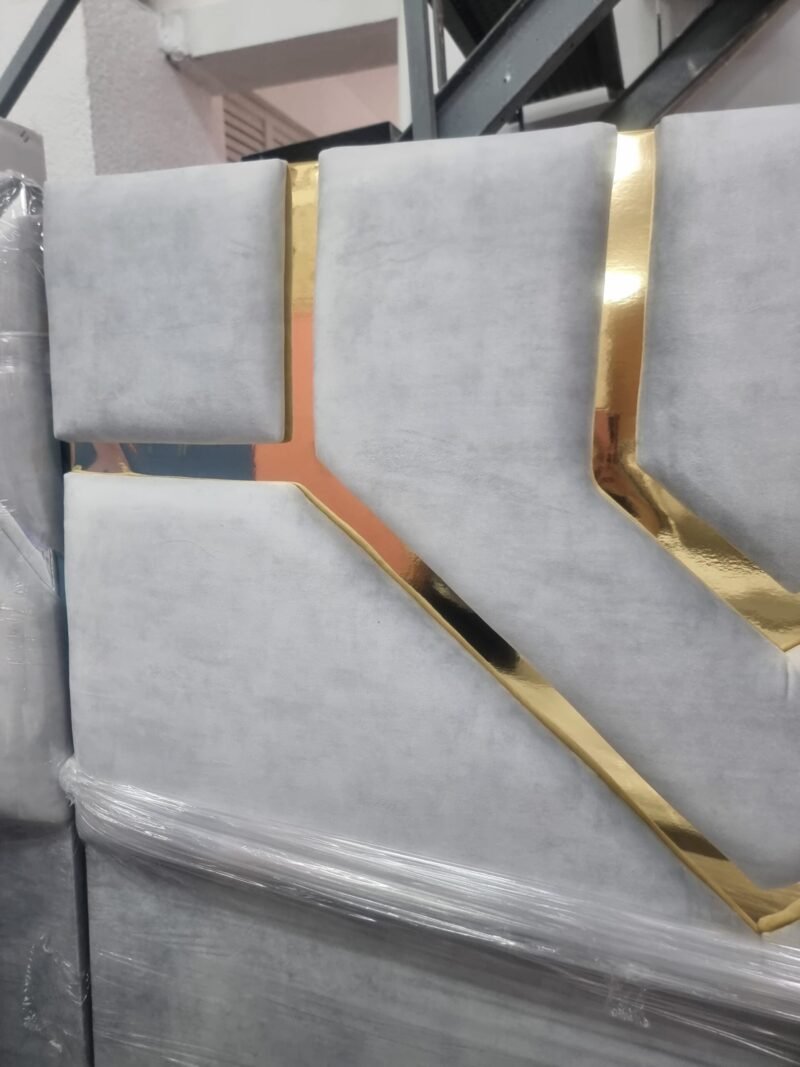 Cabecero Lineal Gris Perla - Dorado (160cm) - Imagen 4