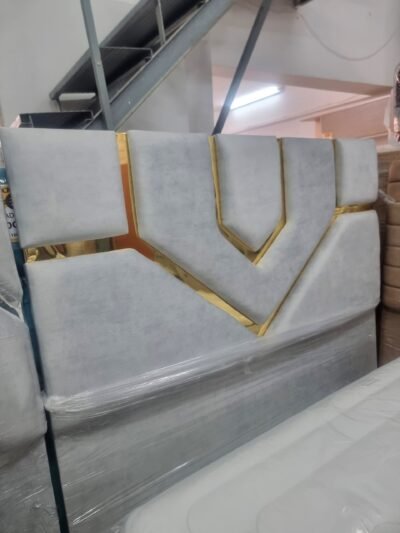 Cabecero Lineal Gris Perla - Dorado (160cm)