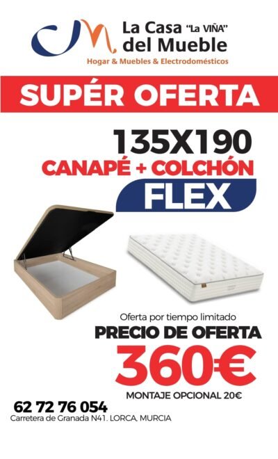 PACK. FLEX.  Canapé +Colchón 135x190cm