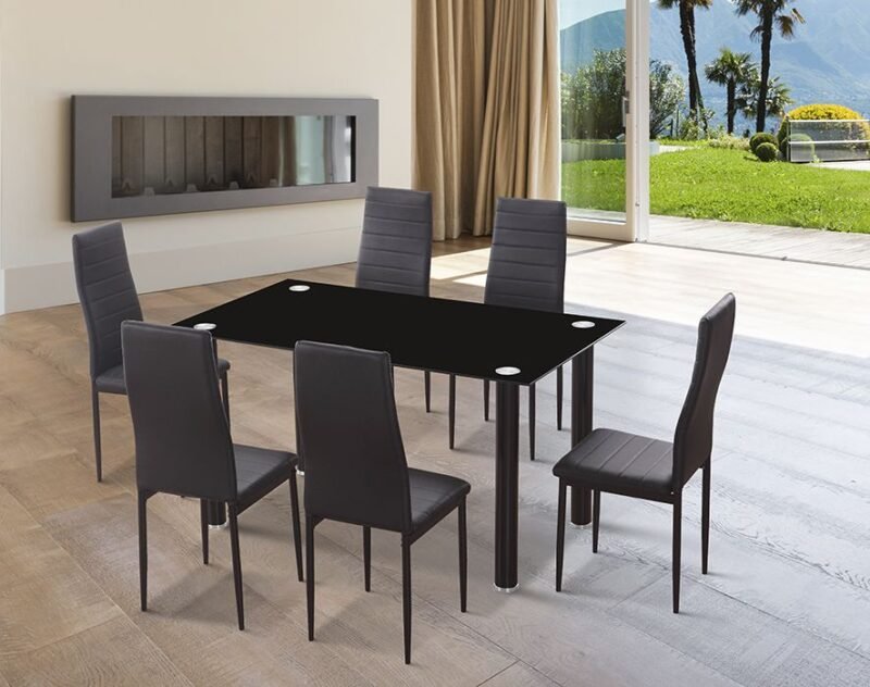 Conjunto Mesa Emi+ 6 sillas Negras/blancas - Imagen 2