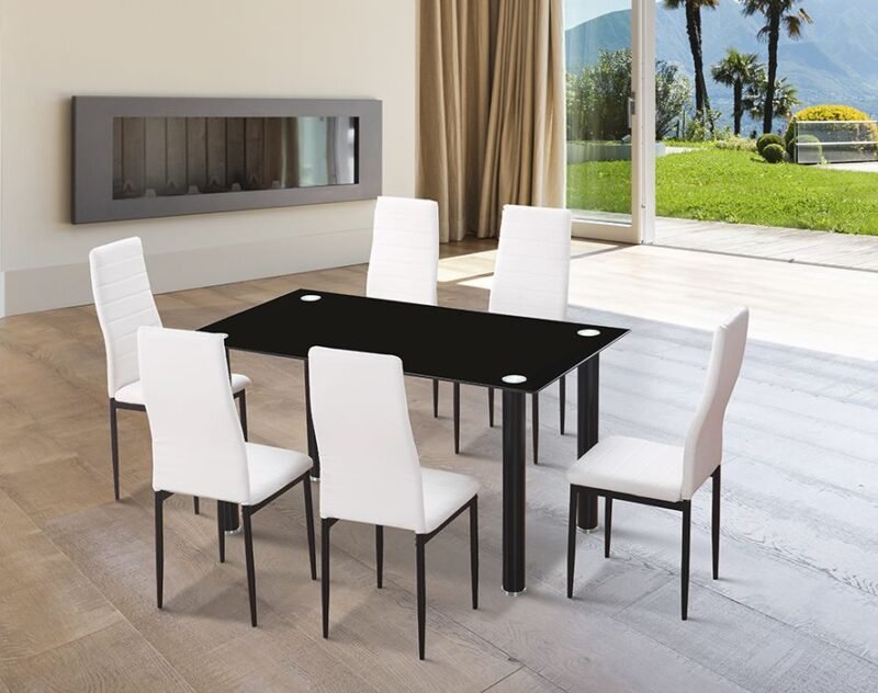 Conjunto Mesa Emi+ 6 sillas Negras/blancas - Imagen 3