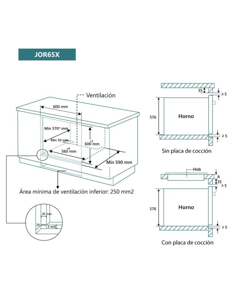 Horno 65L JOHNSON JOR65X multifunción aquaclean - Imagen 7
