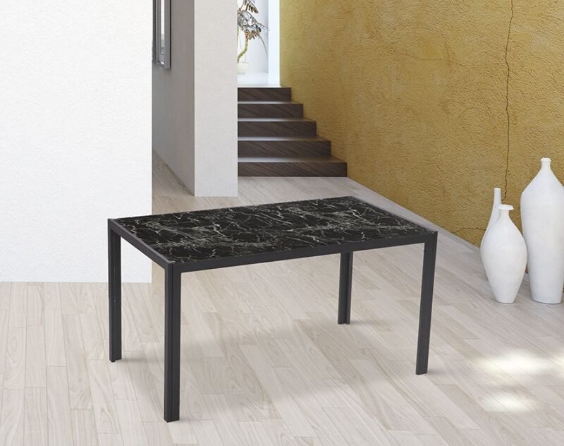Conjunto Mesa Mármol + 6 sillas Blancas/Negras - Imagen 2