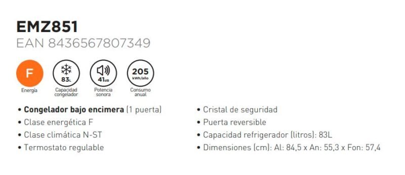Congelador Bajo Eas Electric 83L - Imagen 6